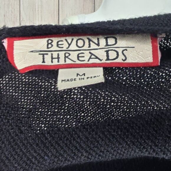 Beyond Threads Black Knit Cardigan Alpaca Wool Blend Sweater Medium - Picture 8 of 8